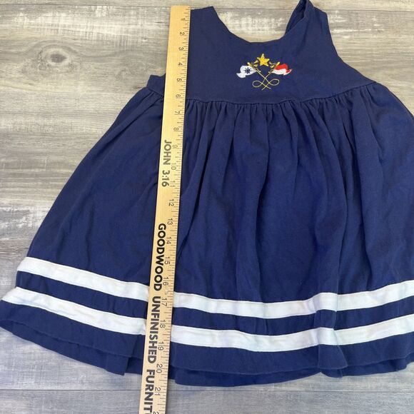 Heartfelt Little Girls 5 Navy Nautical Flags Star Dress 90s Vintage Tank Top - Picture 5 of 10